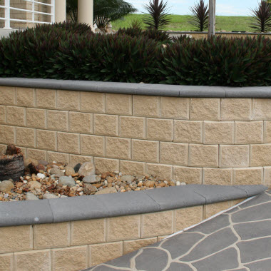 Wallstone Retaining Wall with Cap - Oatmeal
